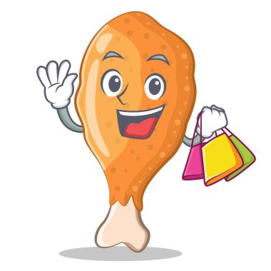 Kızarmış tavuk karakter karikatür alışveriş