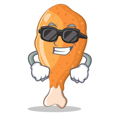 Süper cool kızarmış tavuk karakter karikatür
