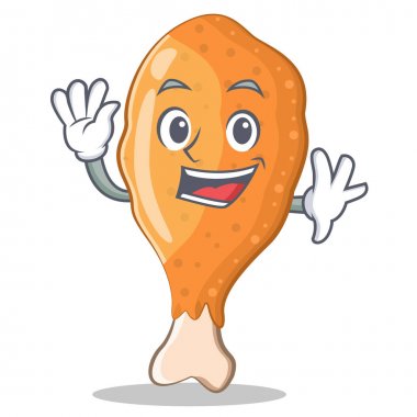 Kızarmış tavuk karakter karikatür sallayarak