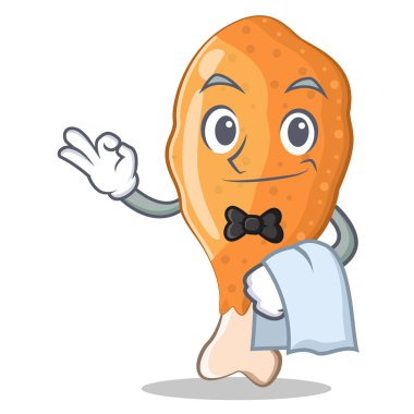 Garson kızarmış tavuk karakter karikatür