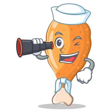 Denizci dürbün kızarmış tavuk karakter karikatür ile