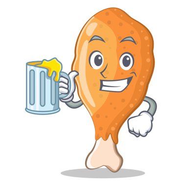 Suyu ile kızartılmış tavuk karakter karikatür