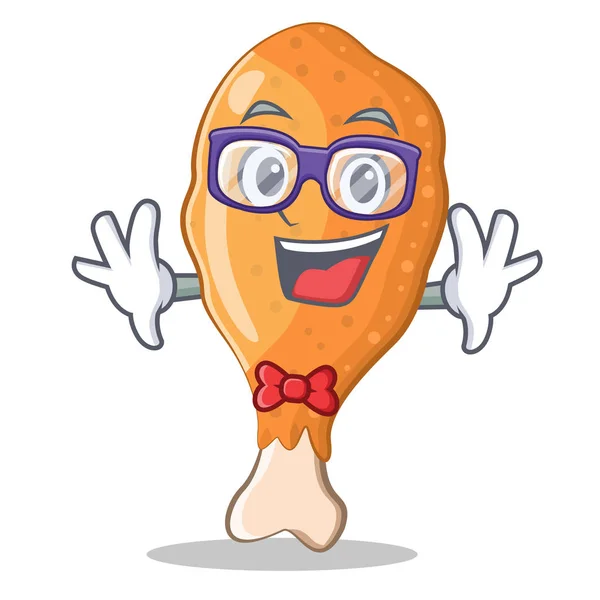Geek poulet frit personnage dessin animé — Image vectorielle