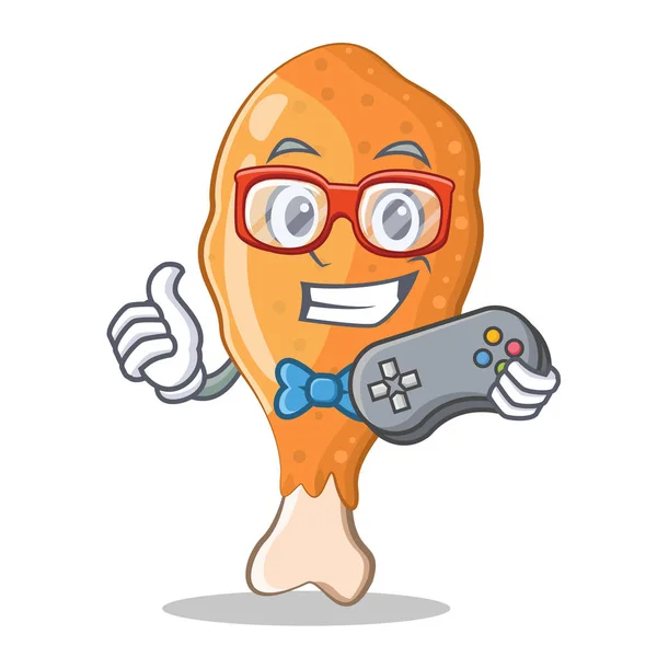 Gamer gebakken kip karakter cartoon — Stockvector