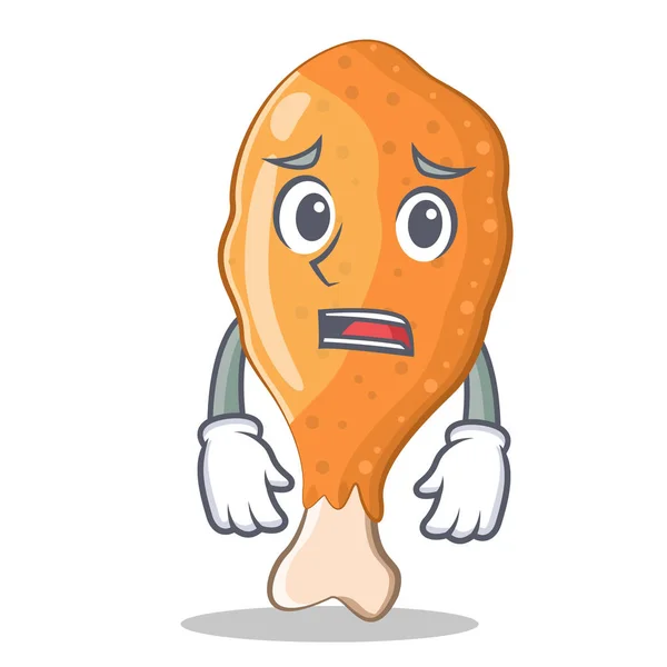 Miedo frito personaje de pollo de dibujos animados — Vector de stock