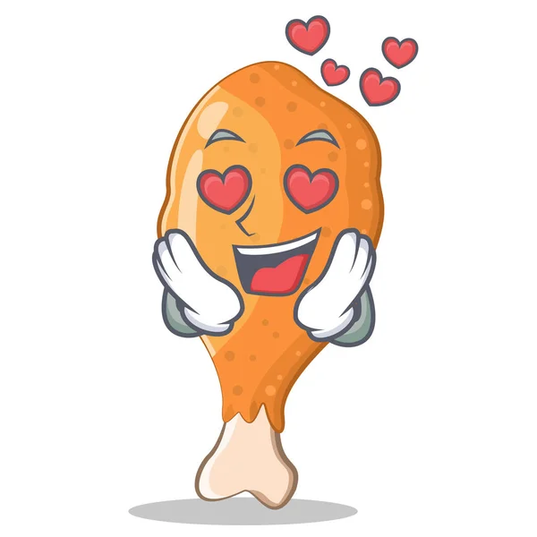 Verliebt gebratenes Huhn Charakter Cartoon — Stockvektor