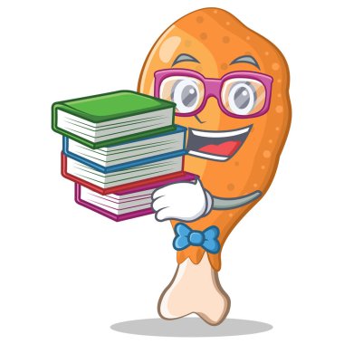 Öğrenci kitap kızarmış tavuk karakter karikatür ile