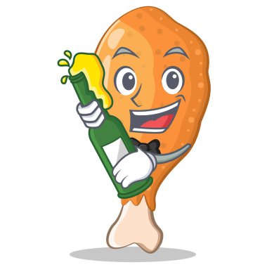 Bira ile kızartılmış tavuk karakter karikatür