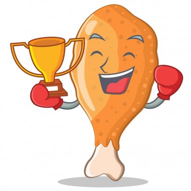 Boks şampiyonu kızarmış tavuk karakter karikatür