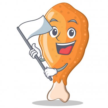 Bayrağı ile kızartılmış tavuk karakter karikatür