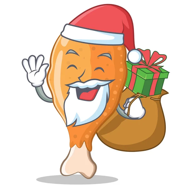 Noel Baba hediye kızarmış tavuk karakter karikatür ile