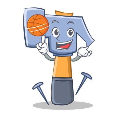 Basketbol çekiç karakter karikatür ifade iskambil