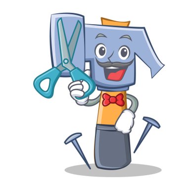 Kuaför çekiç karakter karikatür ifade