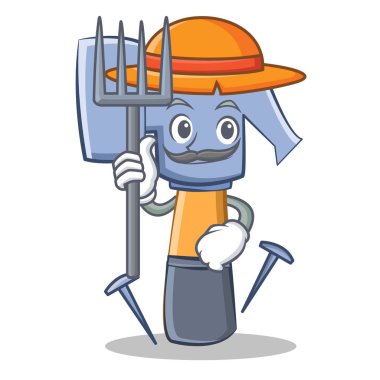 Çiftçi çekiç karakter karikatür ifade