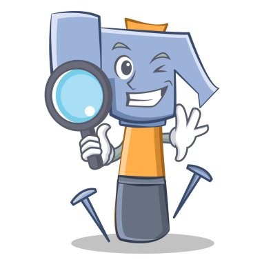 Dedektif çekiç karakter karikatür ifade