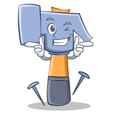 Wink çekiç karakter karikatür ifade