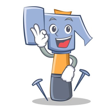 Tamam çekiç karakter karikatür ifade