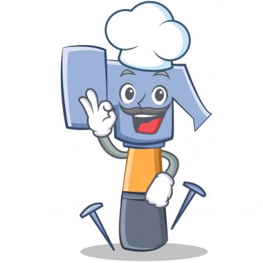 Şef çekiç karakter karikatür ifade