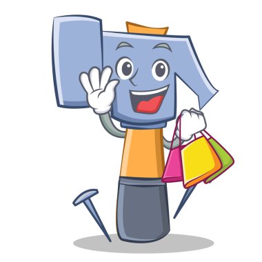 Alışveriş çekiç karakter karikatür ifade