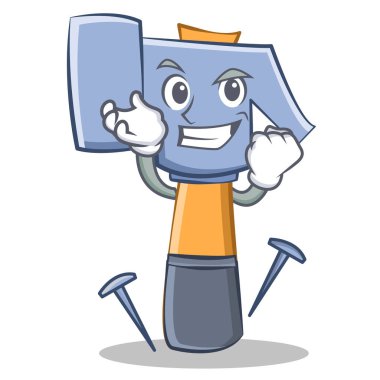 Başarılı çekiç karakter karikatür ifade