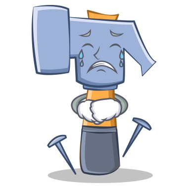 Çekiç karakter karikatür ifade ağlıyor