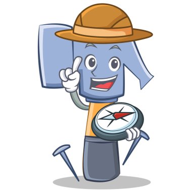 Explorer çekiç karakter karikatür ifade