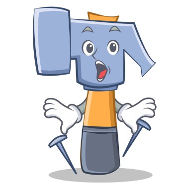 Sürpriz çekiç karakter karikatür ifade