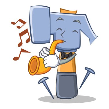 Trompet çekiç karakter karikatür ifade ile