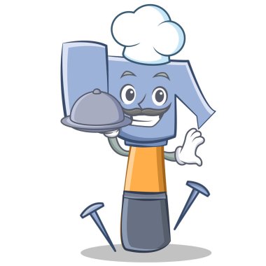 Şef gıda çekiç karakter karikatür ifade ile