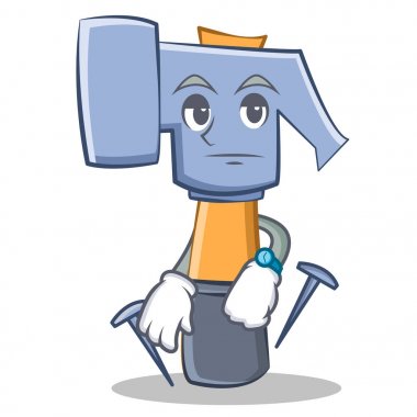 Çekiç karakter karikatür ifade bekliyor