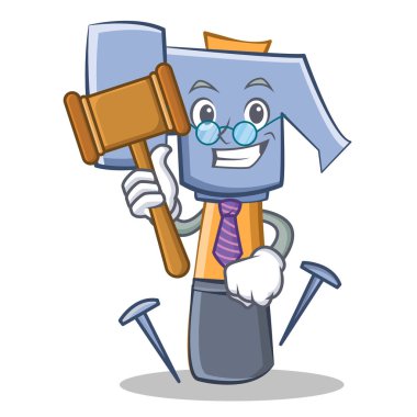 Yargıç çekiç karakter karikatür ifade