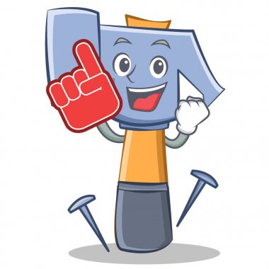 Köpük parmak çekiç karakter karikatür ifade