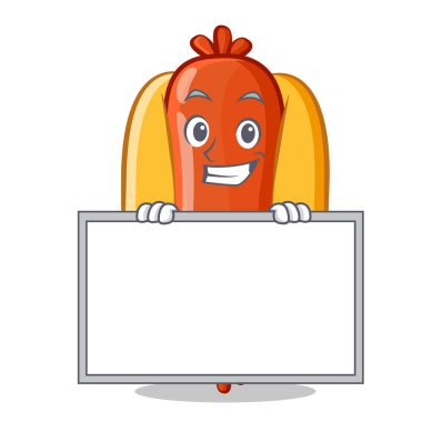 Kurulu sosisli sandviç çizgi film karakteri ile sırıtarak