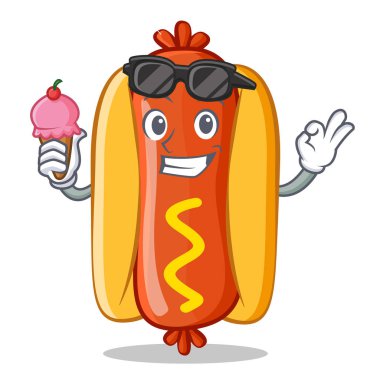 Dondurma sosisli sandviç çizgi film karakteri ile