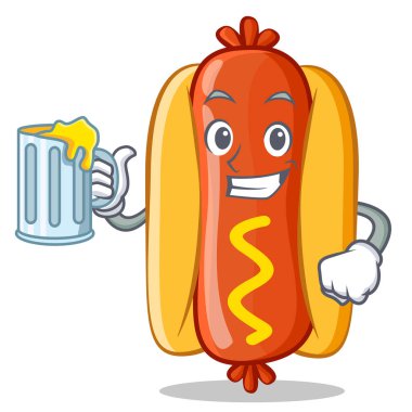 Suyu sosisli sandviç çizgi film karakteri ile