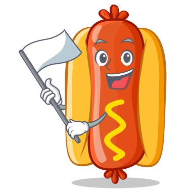 Bayrak sosisli sandviç çizgi film karakteri ile