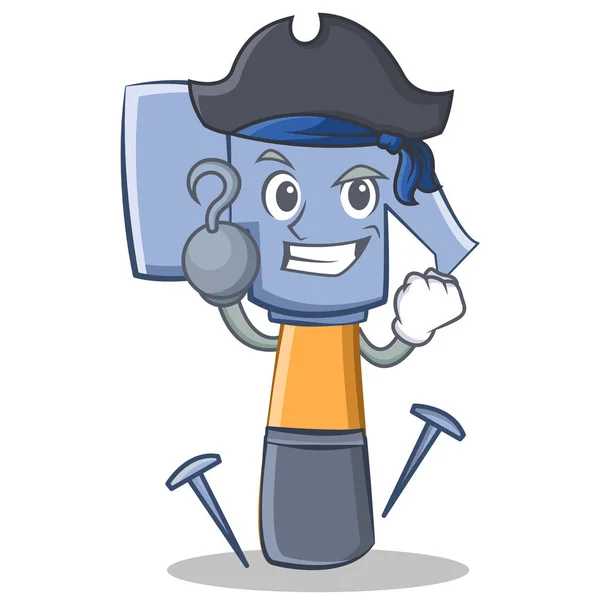 Pirata martello personaggio cartone animato emoticon — Vettoriale Stock