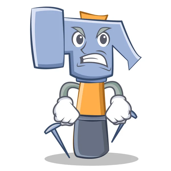 Colère marteau personnage dessin animé emoticon — Image vectorielle