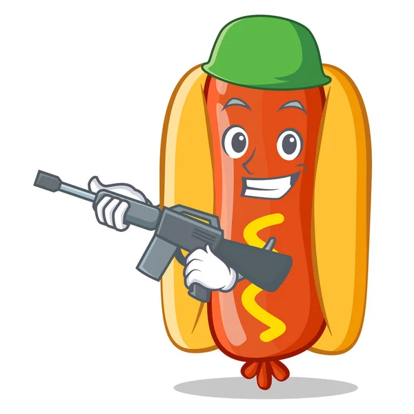 Στρατός Hot Dog χαρακτήρα κινουμένων σχεδίων — Διανυσματικό Αρχείο