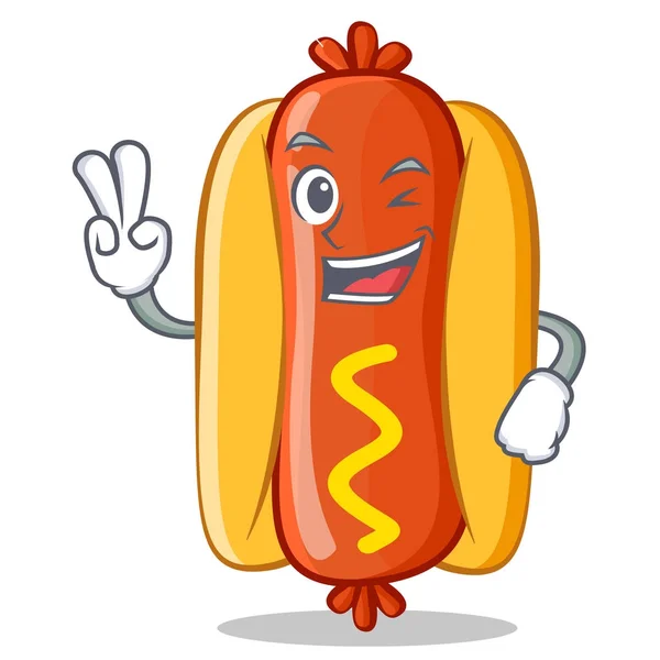 Personaje de dibujos animados de dos dedos Hot Dog — Vector de stock