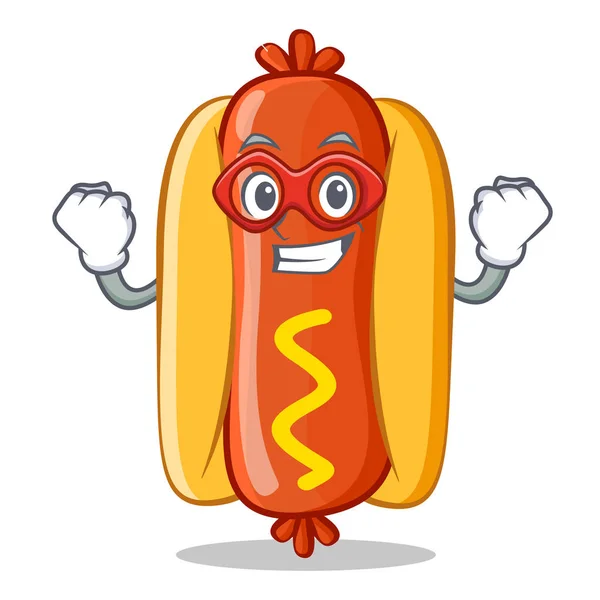 Супер герой Hot Dog мультфільм персонаж — стоковий вектор