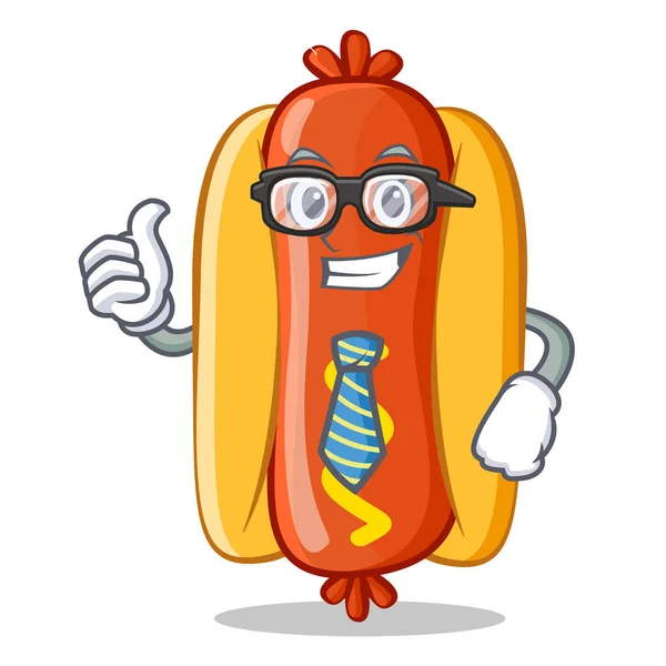 Karakter Kartun Hot Dog Pengusaha - Stok Vektor