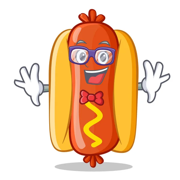 Geek Hot Dog personaggio dei cartoni animati — Vettoriale Stock