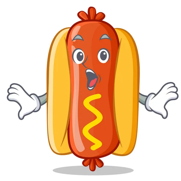 Έκπληκτος Hot Dog χαρακτήρα κινουμένων σχεδίων — Διανυσματικό Αρχείο