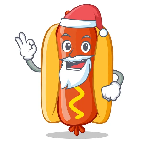 Kreslená postavička Santa Hot Dog — Stockový vektor