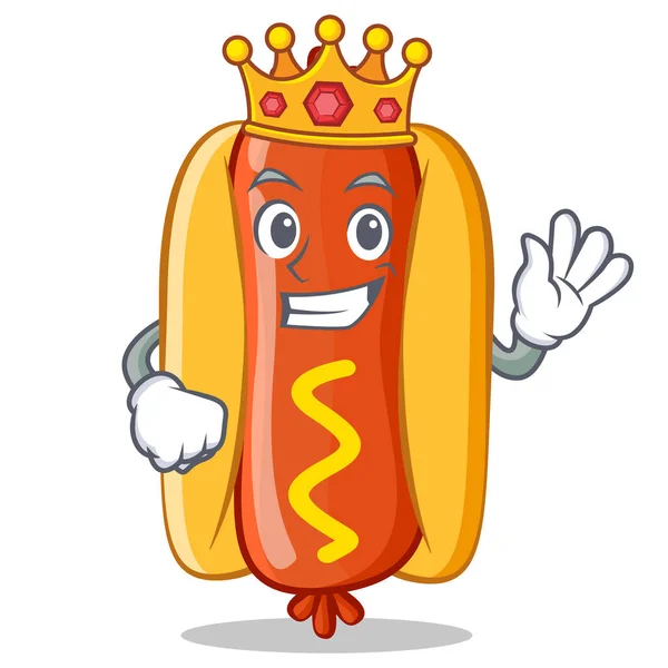 Personaje de dibujos animados King Hot Dog — Vector de stock
