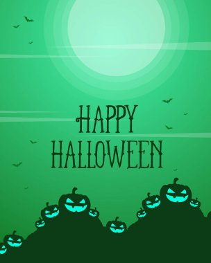 Cadılar Bayramı partisi kartı yeşil arka plana sahip