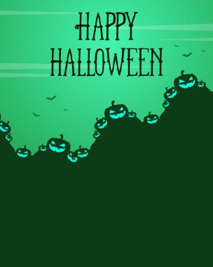 Cadılar Bayramı partisi kartı yeşil arka plana sahip