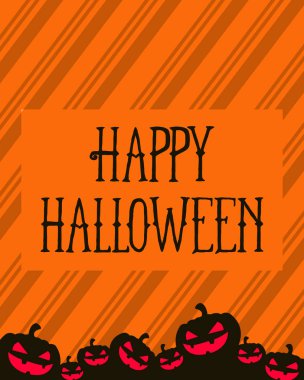 Cadılar Bayramı tebrik kartı turuncu arka plan