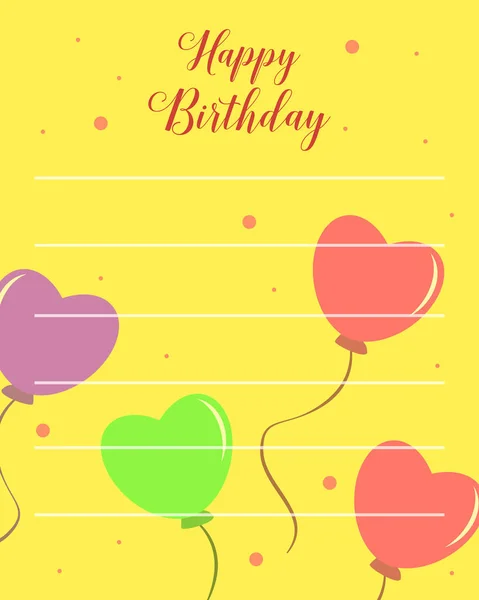 Tarjeta de felicitación feliz cumpleaños con fondo amarillo — Vector de stock